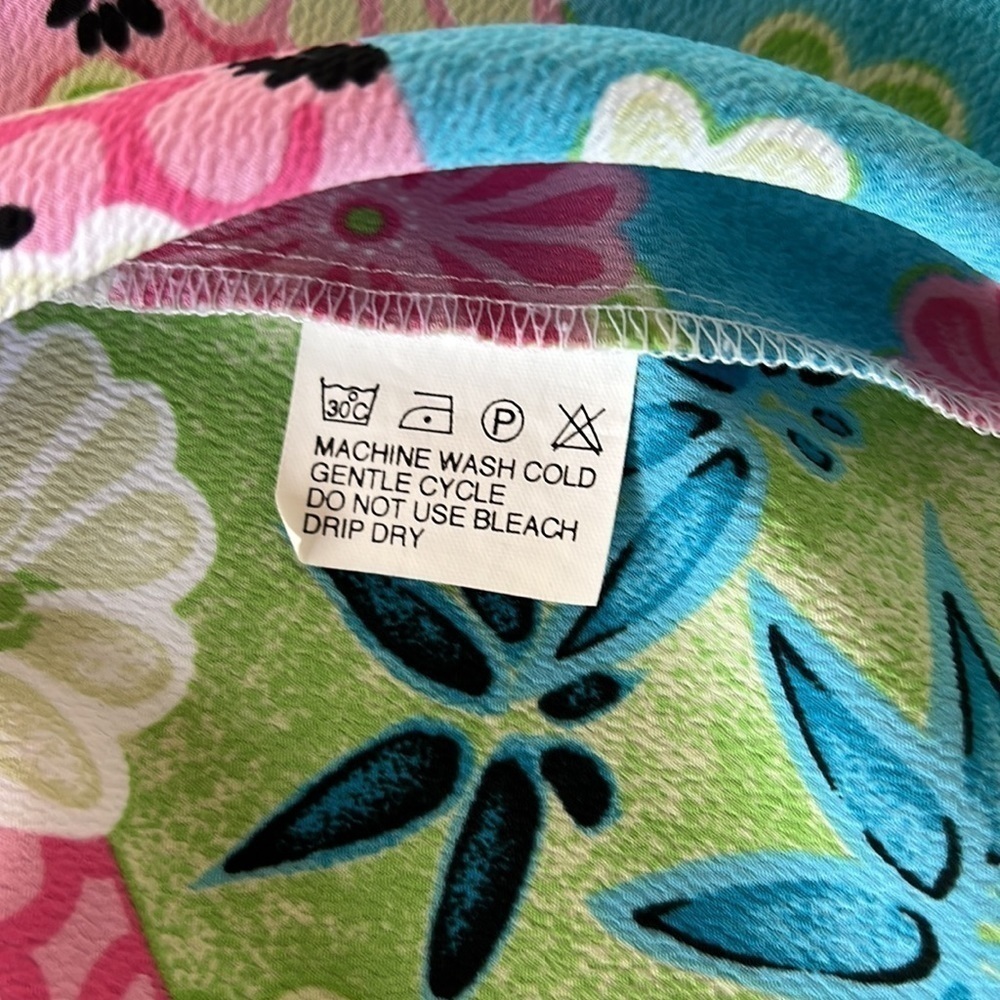 Vintage Bleyle Bright Floral Long Sleeve Button-Down Blouse Size 18 - Picture 9 of 11